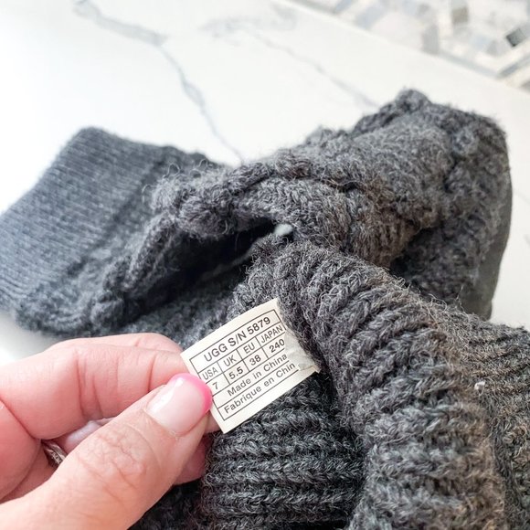 UGG CLASSIC TALL ARGYLE KNIT BOOTS - DARK GREY - Picture 6 of 7